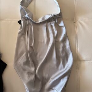 Elegant Silver Satin Halter Top